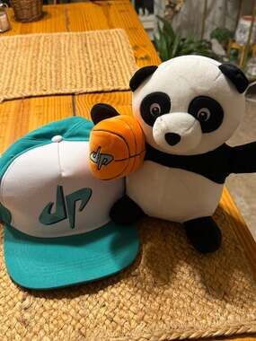 Dude Perfect Hat & Panda Plush with Basketball, 8"